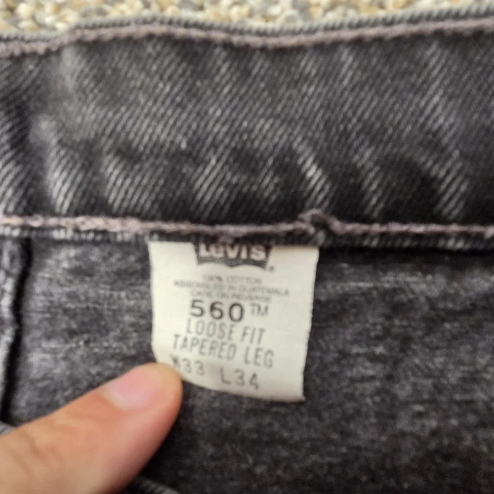 Levis 560 Loose Fit‎ Tapered Leg Jeans Mens 33x34 Faded Black Vintage Denim